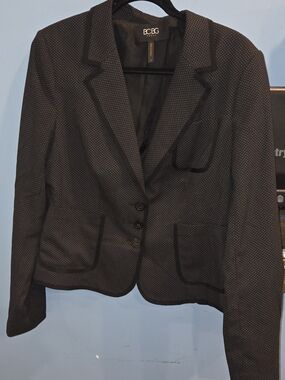 BCBG Black POLKA DOT Tailored Blazer Sz 14